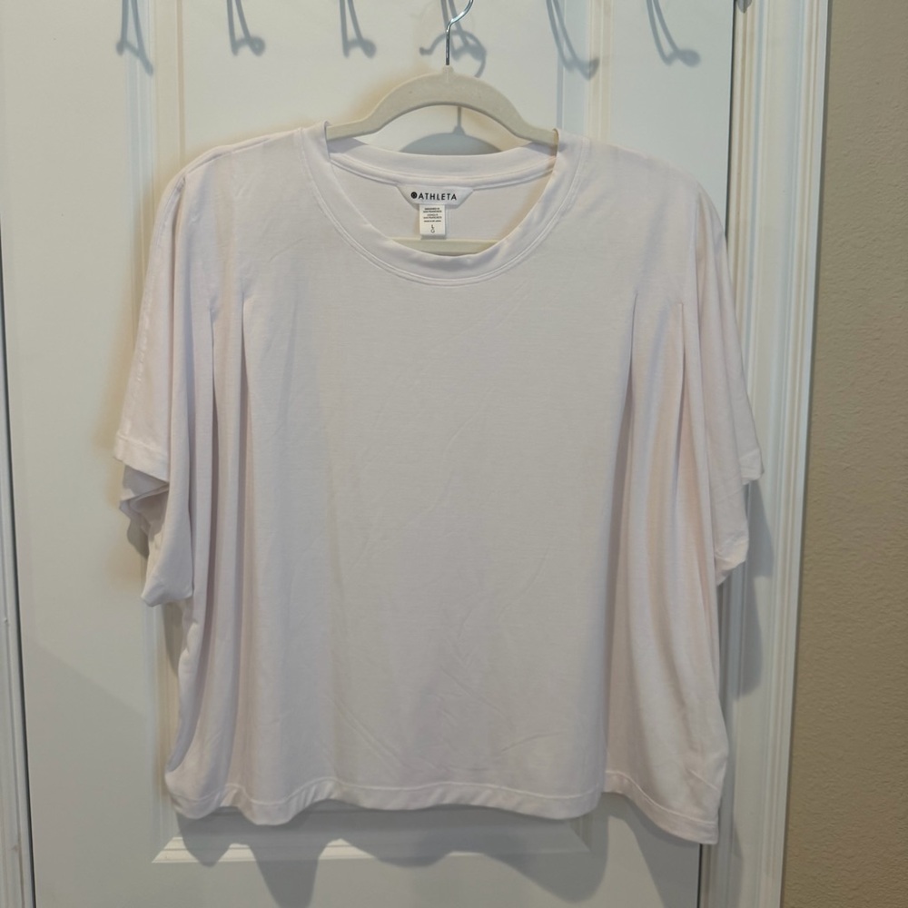Athleta Elemental Pleated Crop Tee White